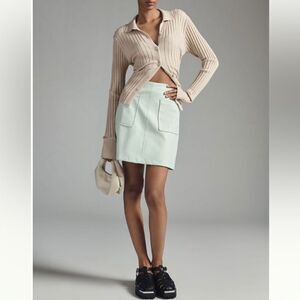 Maeve Faux Leather A-Line Mini Skirt